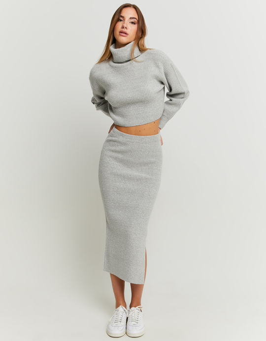 TALLY WEiJL, Grey Soft Touch Midi Skirt for Women