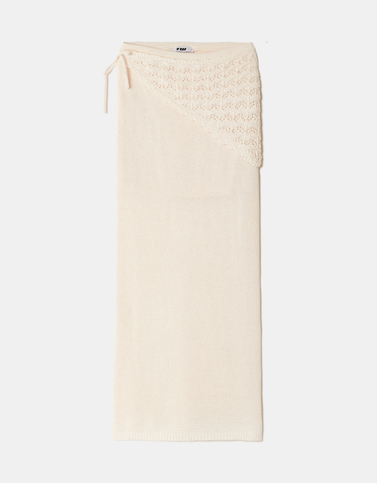 TALLY WEiJL, White Crochet Maxi Skirt for Women
