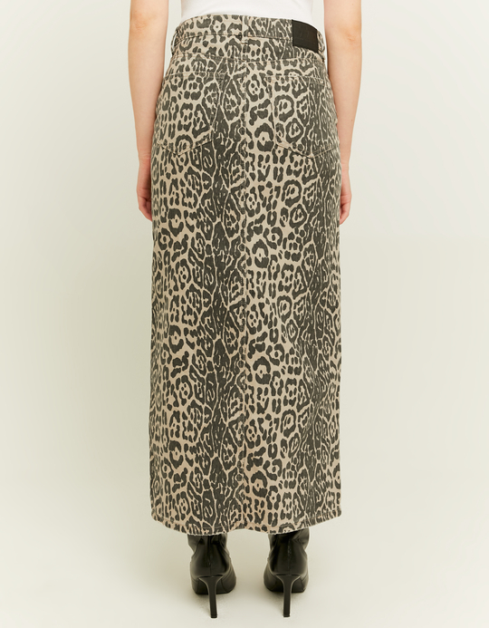 TALLY WEiJL, Leo Print Denim Maxi Skirt for Women
