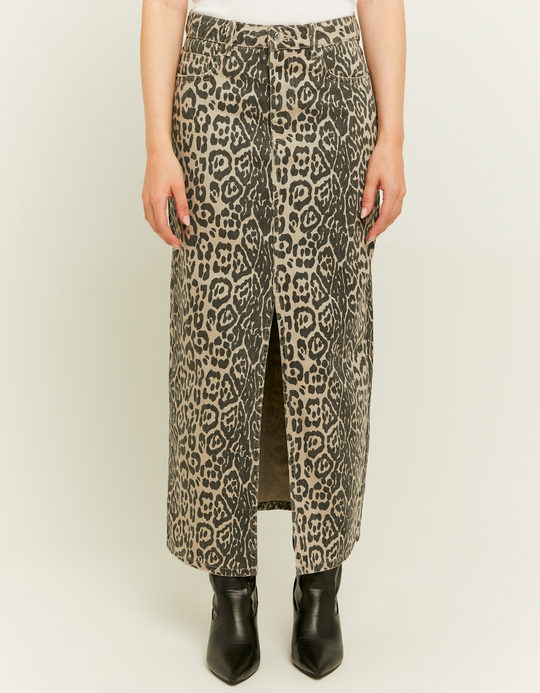 TALLY WEiJL, Leo-Print Maxi-Jeansrock for Women