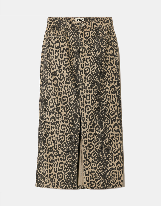 TALLY WEiJL, Leo-Print Maxi-Jeansrock for Women
