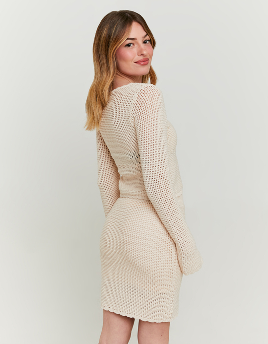 TALLY WEiJL, Beige Crochet Mini Skirt for Women