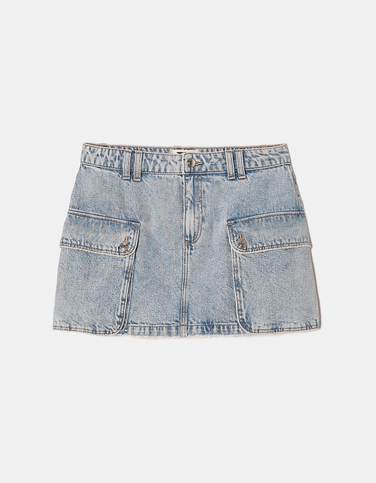 TALLY WEiJL, Denim Mini Skirt with Cargo Pockets for Women