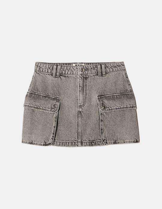 TALLY WEiJL, Denim Mini Skirt with Cargo Pockets for Women