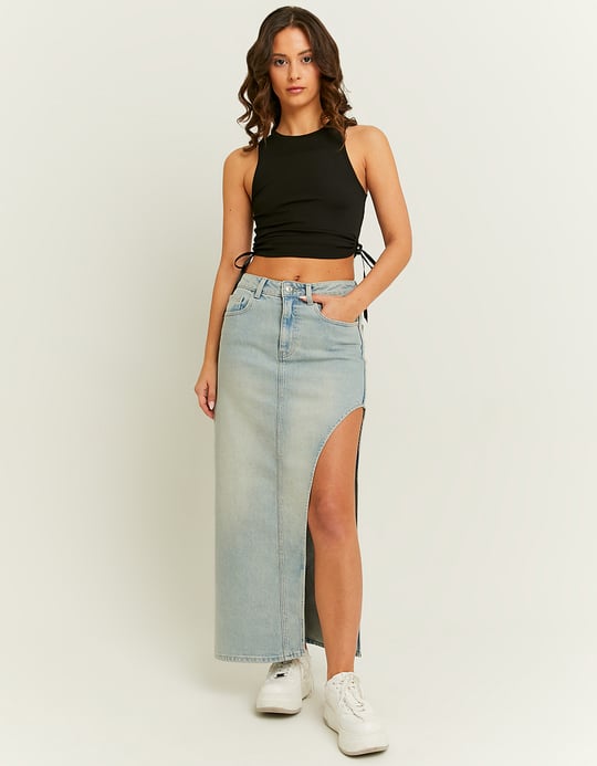 TALLY WEiJL, Gonna in Jeans a Vita Alta con Spacco Laterale for Women