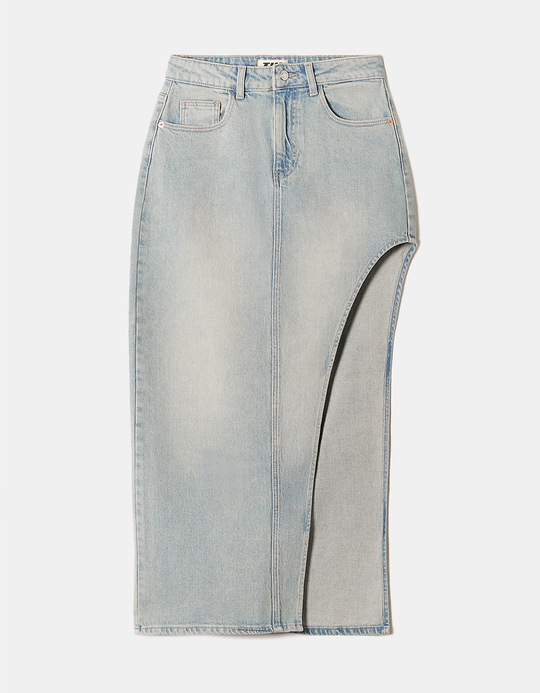TALLY WEiJL, High Waist Column Skirt with Side Slit for Women