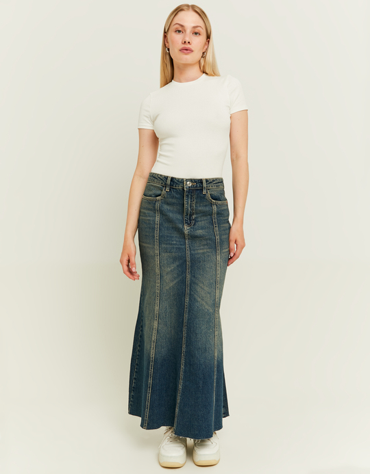 TALLY WEiJL, Dark Wash Long Denim Skirt for Women