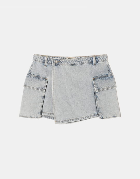 TALLY WEiJL, Denim Cargo Mini Wickelrock for Women