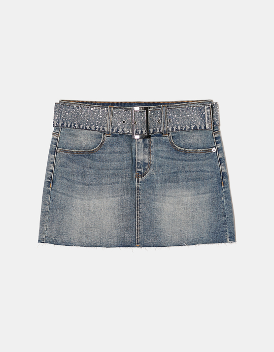 TALLY WEiJL, Τζιν Φούστα Mini με Ζώνη for Women
