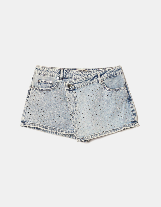 TALLY WEiJL, Jupe-Short en Jean avec Strass Taille Mi-Haute for Women