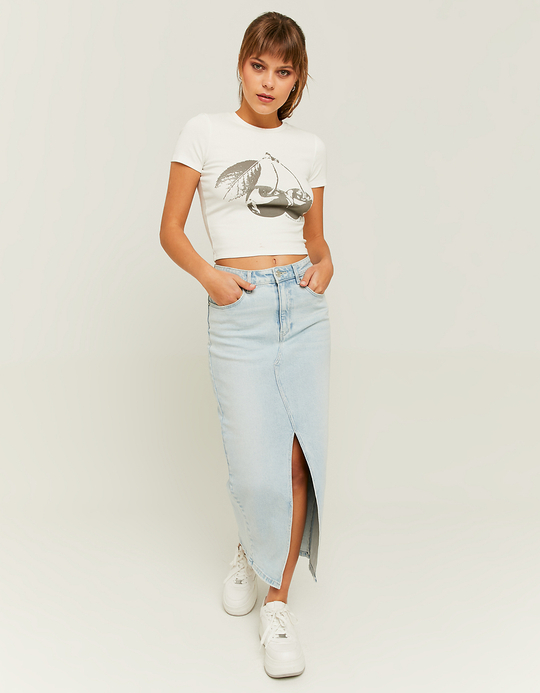 TALLY WEiJL, High Waist Midi Denim Rock mit Schlitz for Women