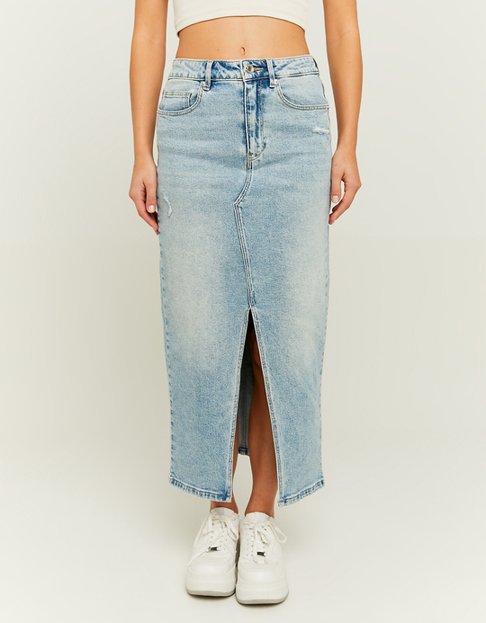 TALLY WEiJL, Jupe midi en denim taille haute avec fente for Women