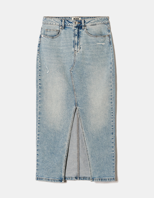 TALLY WEiJL, Jupe midi en denim taille haute avec fente for Women