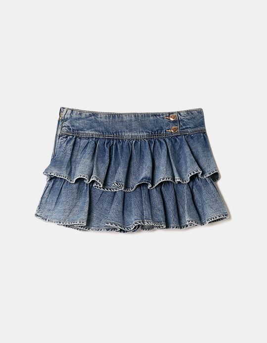TALLY WEiJL, Denim Mini Skirt With Ruffles for Women