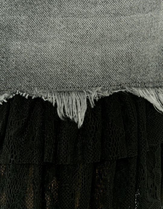 TALLY WEiJL, Schwarzer Denim-Minirock mit Spitzenbesatz for Women