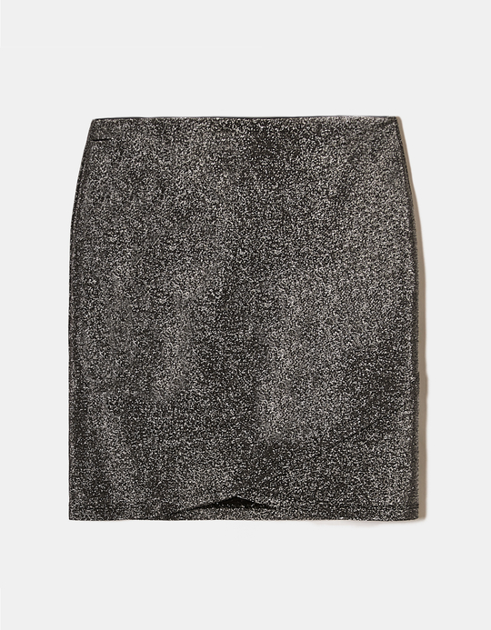 TALLY WEiJL, Silver Lurex Mini Skirt for Women