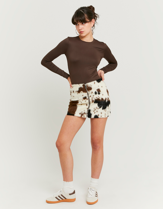TALLY WEiJL, Cow Printed Zip Up Skirt for Women