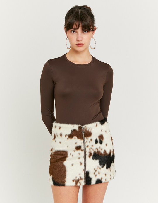 TALLY WEiJL, Cow Printed Zip Up Skirt for Women