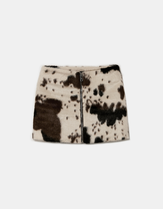 TALLY WEiJL, Cow Printed Zip Up Skirt for Women