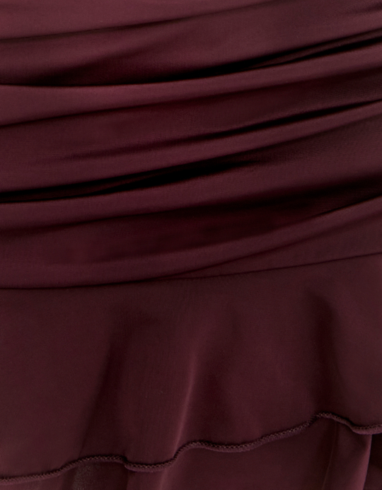 TALLY WEiJL, Gonna Mini Bordeaux con Volant for Women