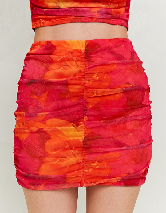TALLY WEiJL, Mesh Mini Skirt with Floral Print for Women
