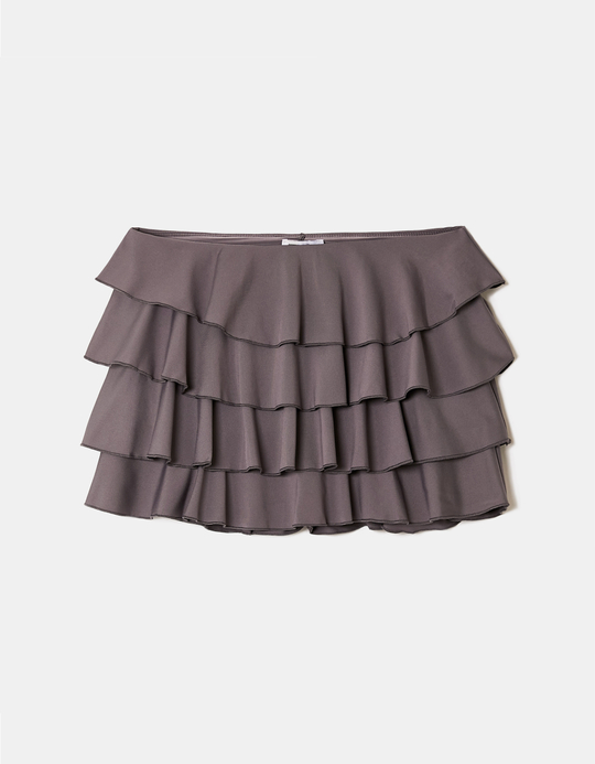 TALLY WEiJL, Grey Mini Skirt with Ruffles for Women