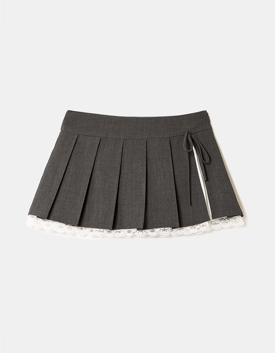 TALLY WEiJL, Mini Jupe Grise Dentelle for Women