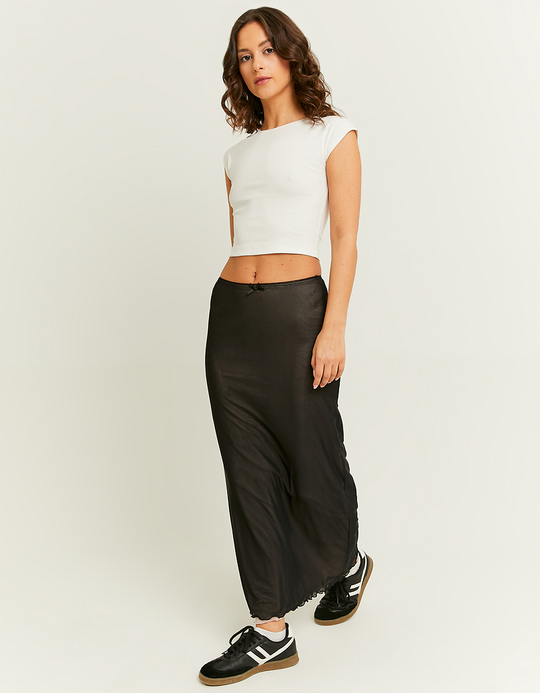 TALLY WEiJL, Black Mesh Long Skirt for Women