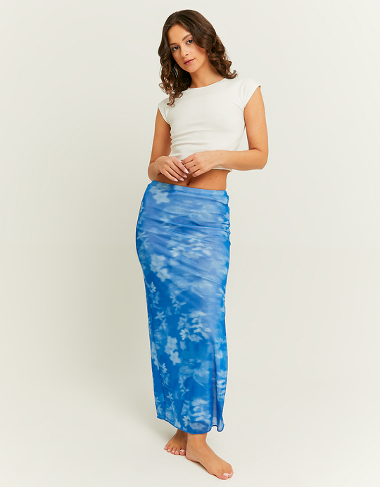 TALLY WEiJL, Gonna Lunga in Mesh Blu a Fiori for Women