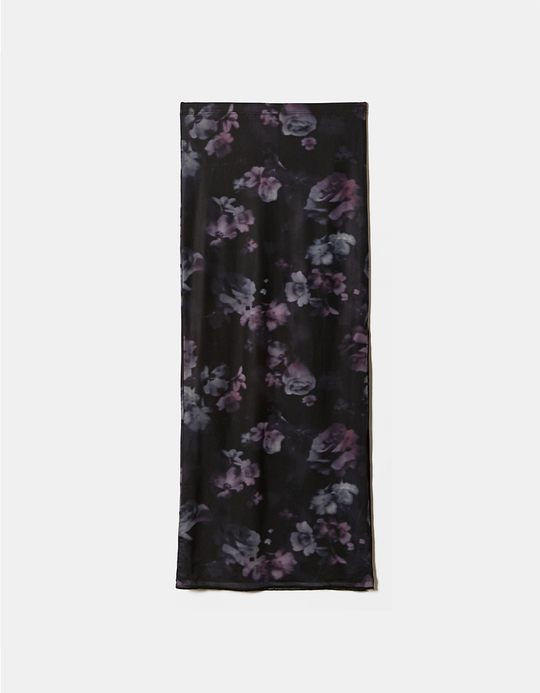 TALLY WEiJL, Jupe midi en mesh à fleurs noires for Women