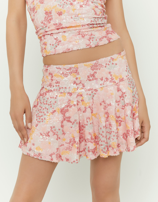 TALLY WEiJL, Pink Sequined Mini Skirt for Women