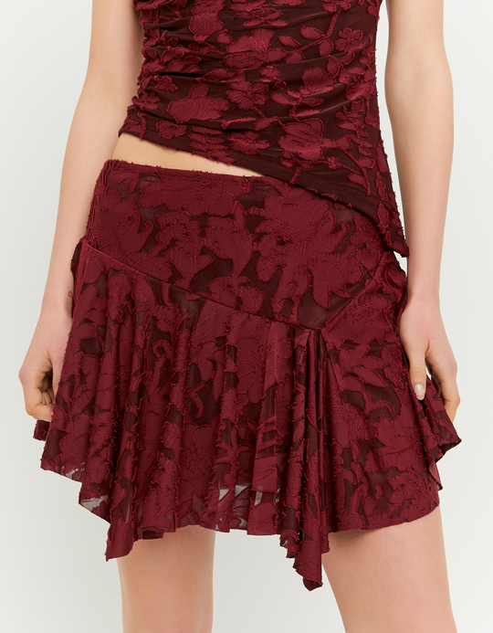 TALLY WEiJL, Burgundy Floral Mini Skirt for Women