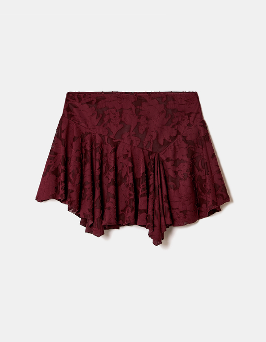 TALLY WEiJL, Burgundy Floral Mini Skirt for Women