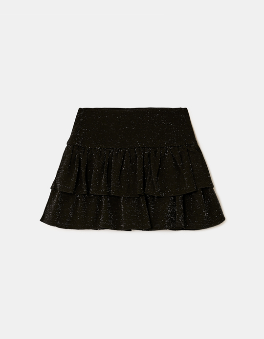 TALLY WEiJL, Black Lurex Skort with Ruffles for Women