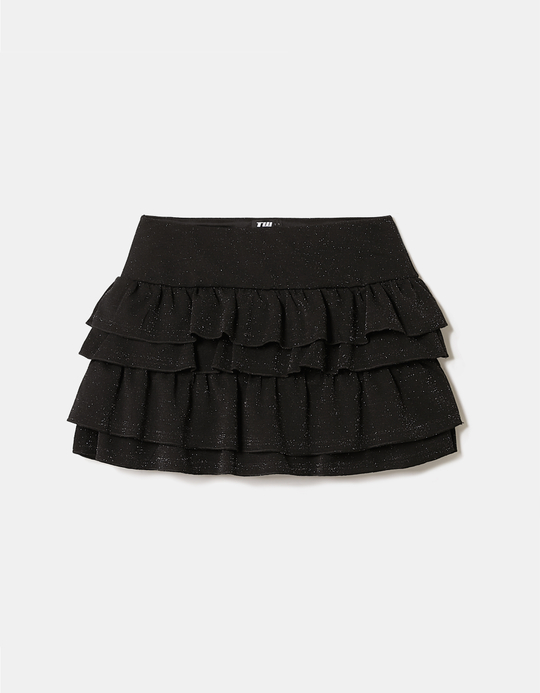 TALLY WEiJL, Schwarzer Shimmer-Hosenrock aus Lurex mit Rüschen for Women