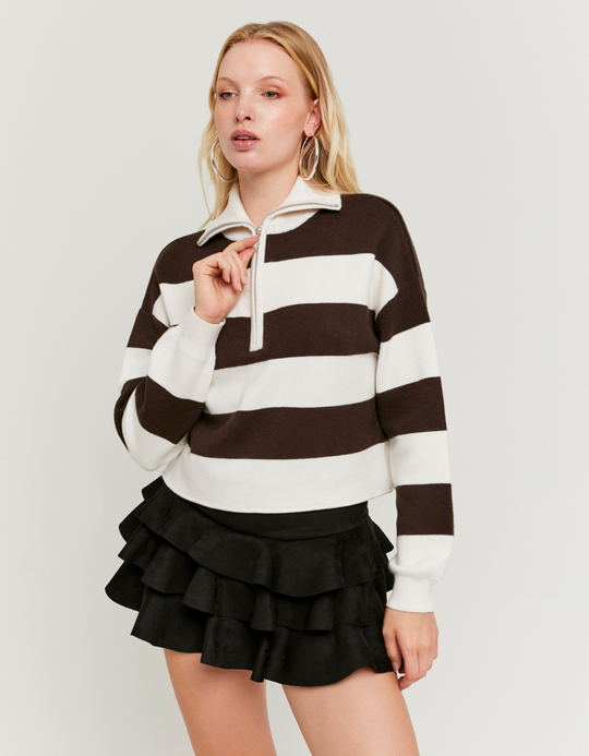 TALLY WEiJL, Black Suede Mini Skort with Ruffles for Women