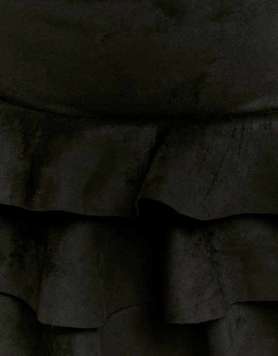 TALLY WEiJL, Mini Jupe-Short Noire en Suédine avec Volants for Women