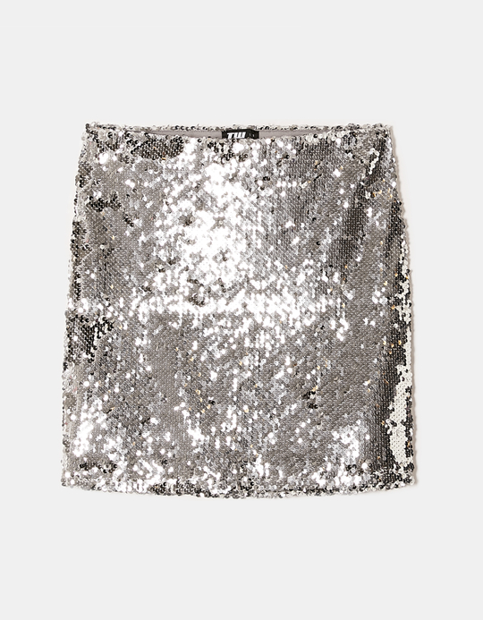 TALLY WEiJL, Silberfarbener Pailletten MInirock for Women