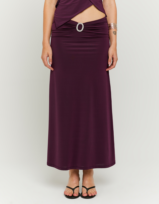 TALLY WEiJL, Purple long skirt with buckle in strass for Women