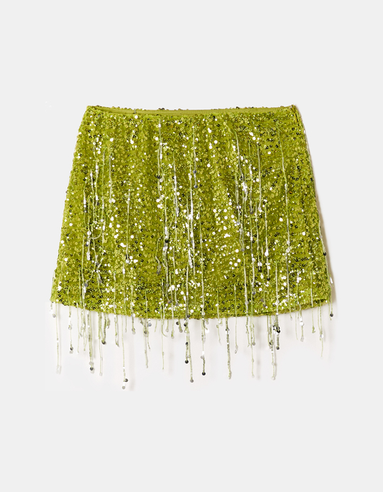 TALLY WEiJL, Mini Gonna Verde con Sequins for Women