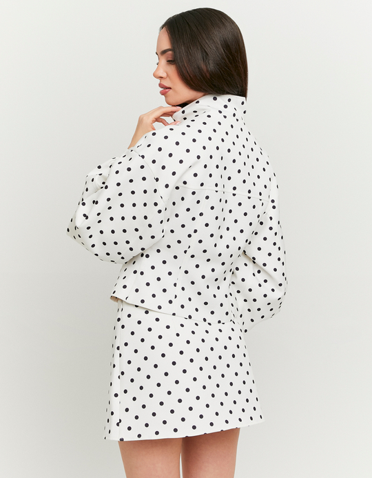 TALLY WEiJL, White Mini Skirt with Black Polka Dots for Women