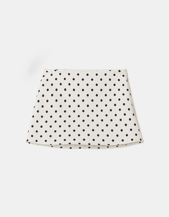 TALLY WEiJL, White Mini Skirt with Black Polka Dots for Women