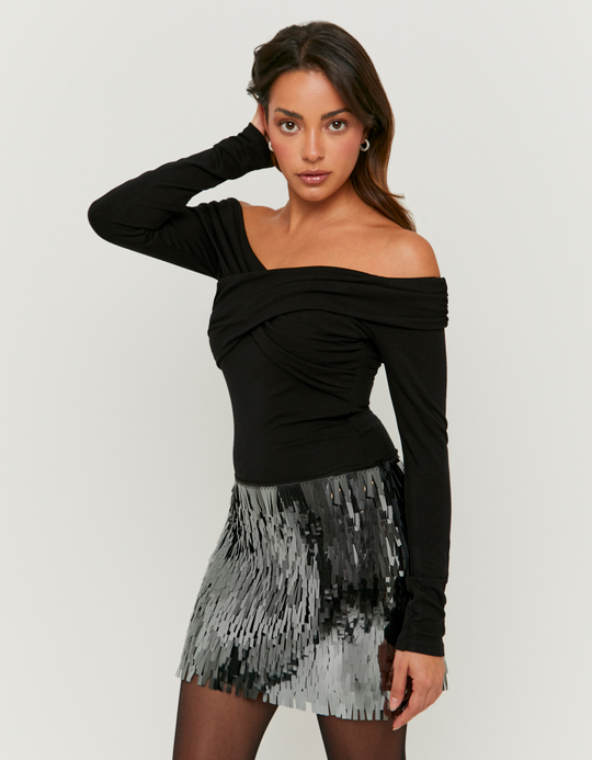 TALLY WEiJL, Silver Sequined Skirt for Women