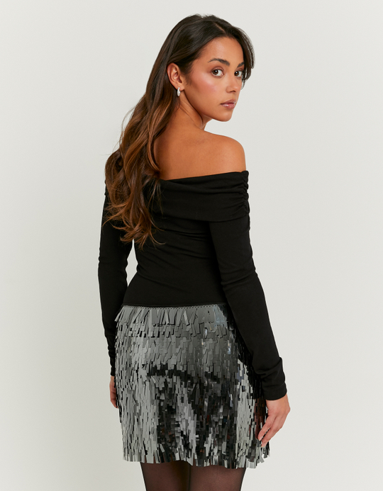 TALLY WEiJL, Silver Sequined Skirt for Women