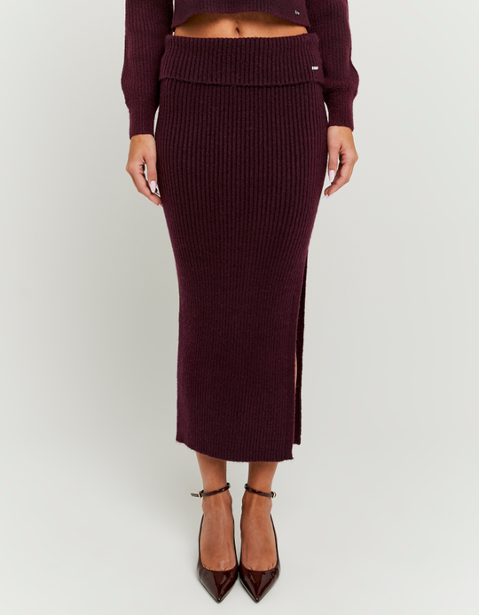 TALLY WEiJL, Burgundy Long Knit Skirt for Women