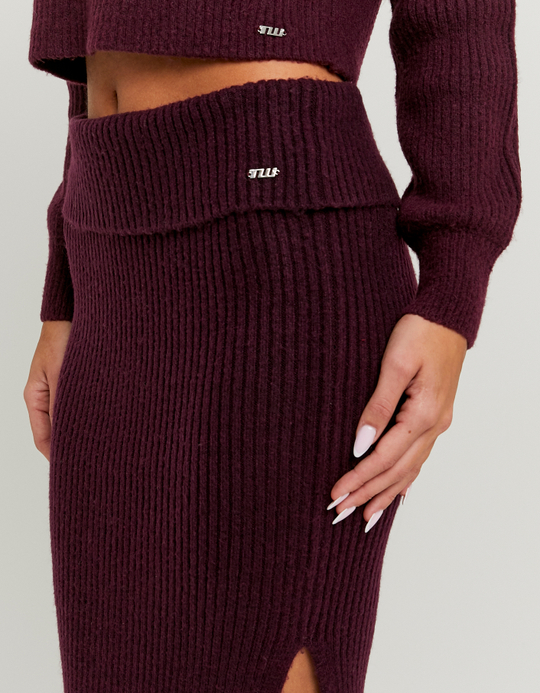 TALLY WEiJL, Burgundy Long Knit Skirt for Women