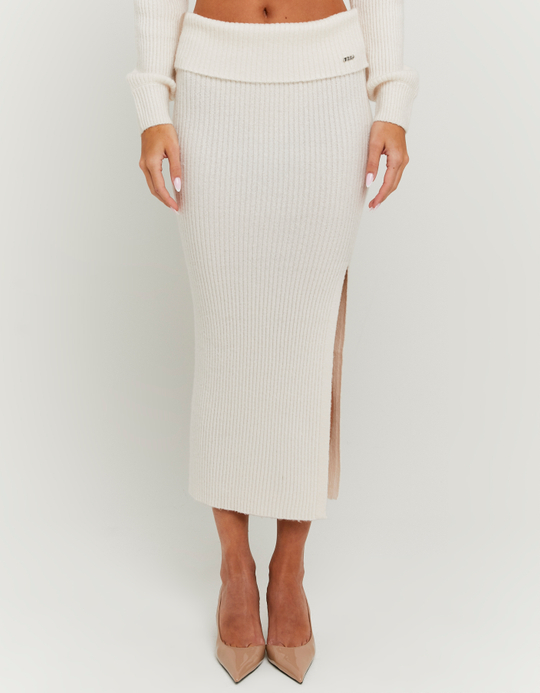 TALLY WEiJL, White Long Knit Skirt for Women