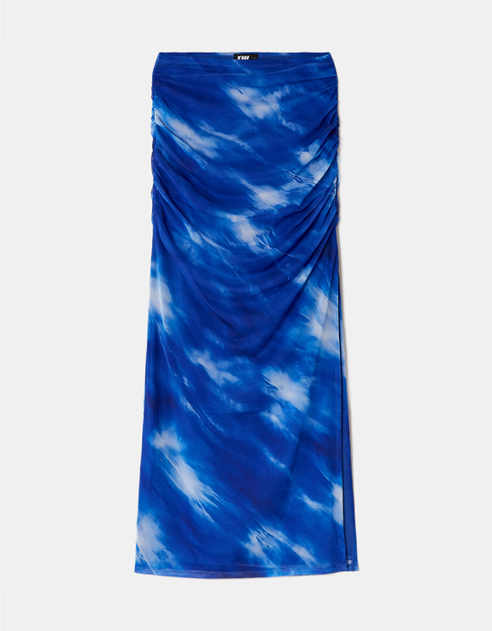 TALLY WEiJL, Blue Ruched Long Skirt for Women