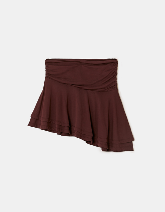 TALLY WEiJL, Burgundy Asymmetric Mini Skirt for Women