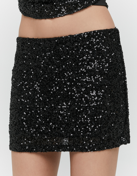 TALLY WEiJL, Schwarzer Figurbetonter Minirock Mit Pailletten for Women